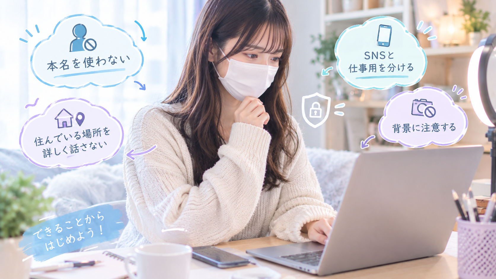 リモ活の身バレ対策をしている女性