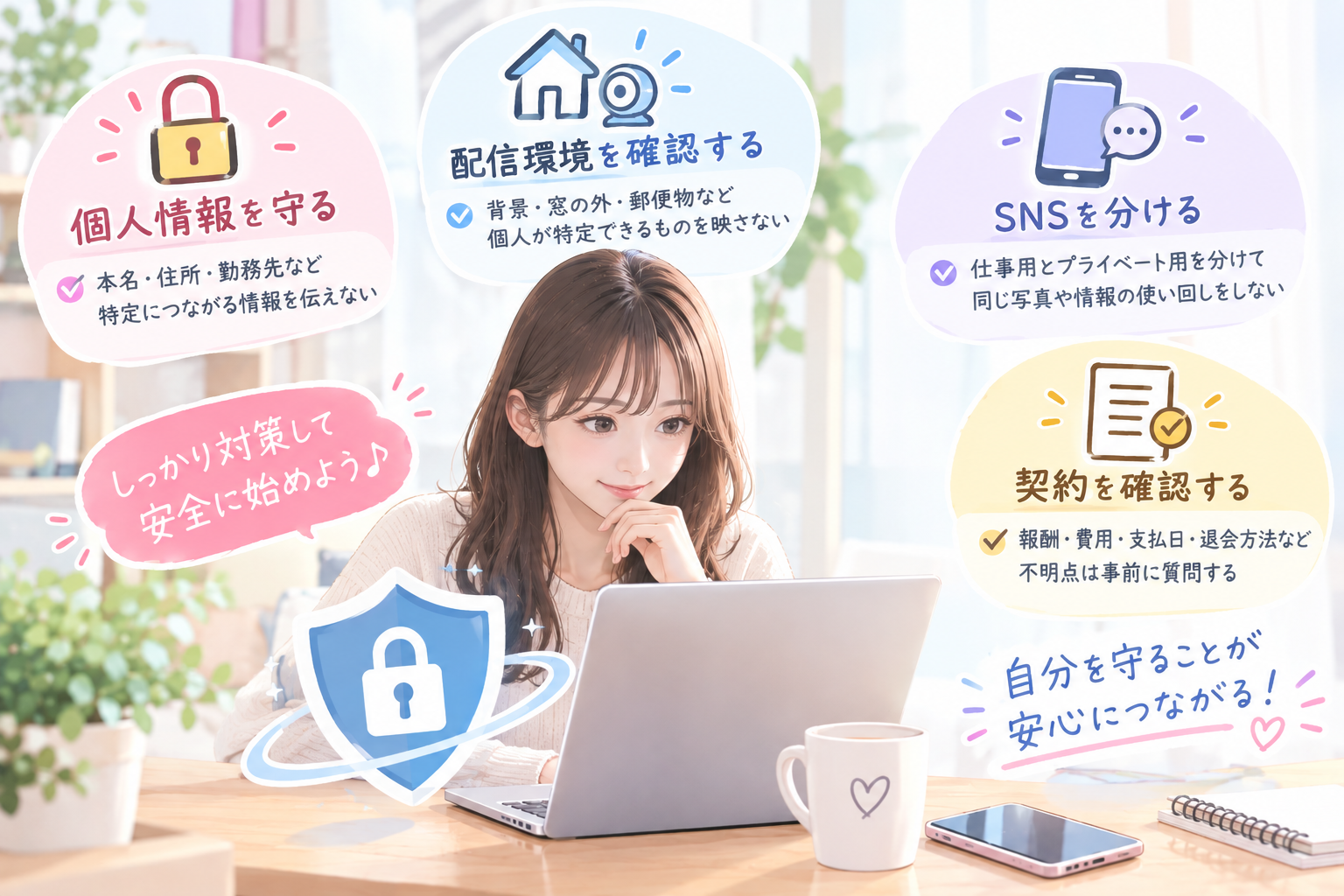 リモ活の安全対策を確認しているイメージ